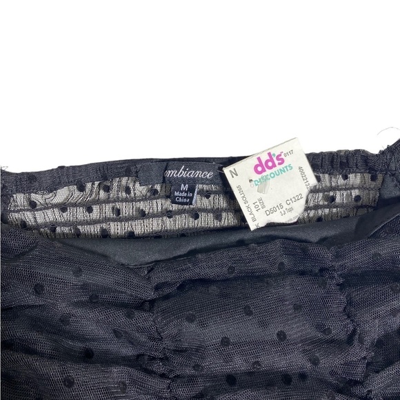 Ambiance Black Sheer Smocked Blouse Size Medium - Picture 5 of 5